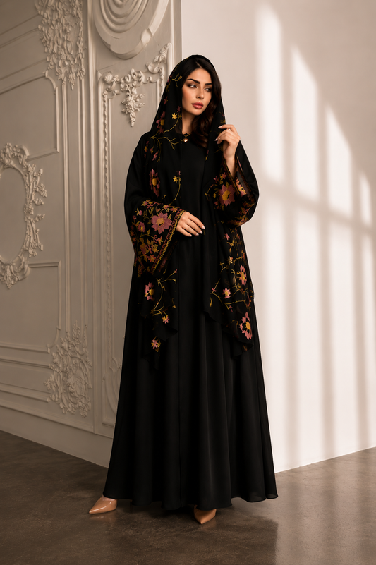 The Amara Embroidered Abaya – Black